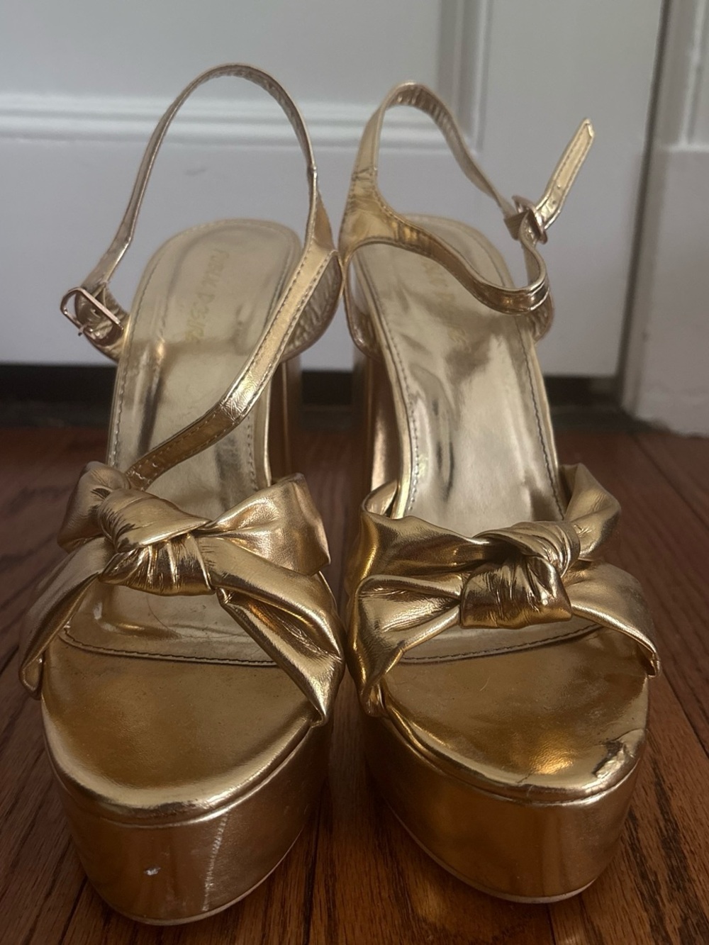 Public Desire Metallic Gold Knot Platform Slingbacks